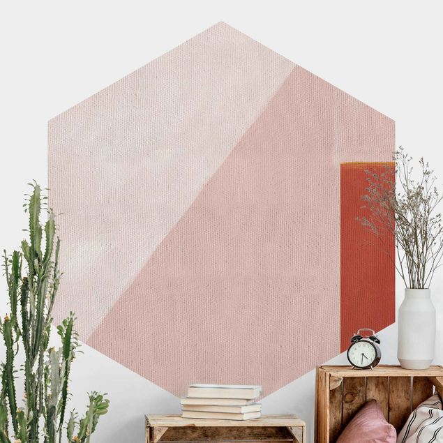 Hexagon Behang Pink Geometry
