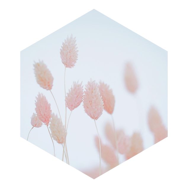 Hexagon Behang Grass Tips In Pale Pink