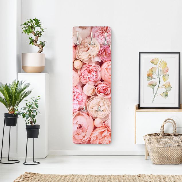 Wandkapstokken houten paneel Roses Rosé Coral Shabby