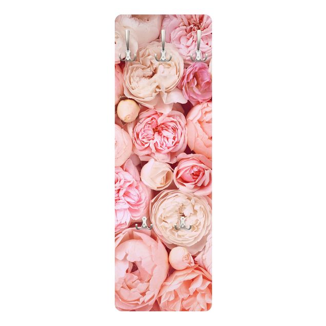 Wandkapstokken houten paneel Roses Rosé Coral Shabby