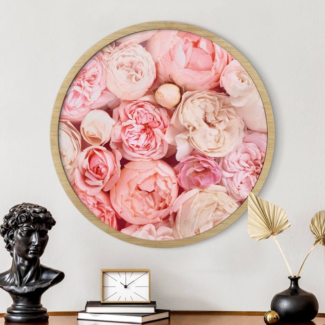 Runde Bilder mit Rahmen Roses Rosé Coral Shabby
