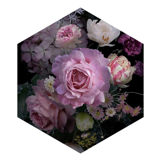 Hexagon Behang Bouquet Of Gorgeous Roses