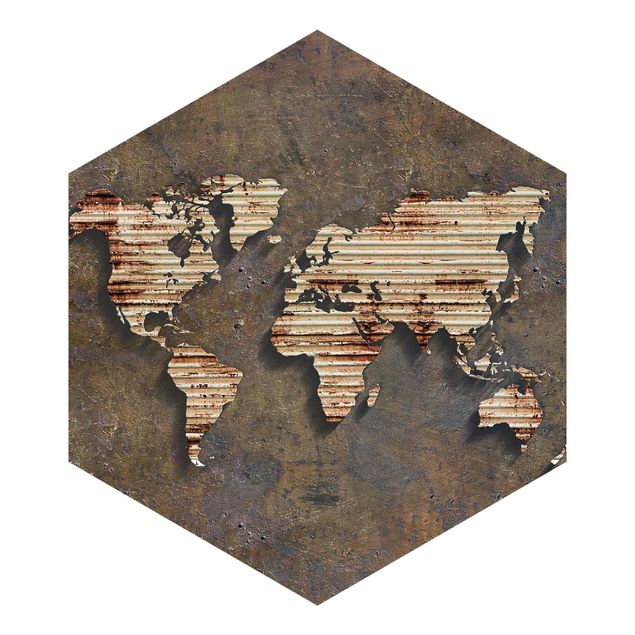 Hexagon Behang Rust World Map