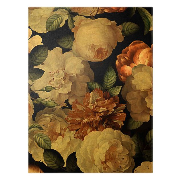 Canvas schilderijen Red Roses With White Roses