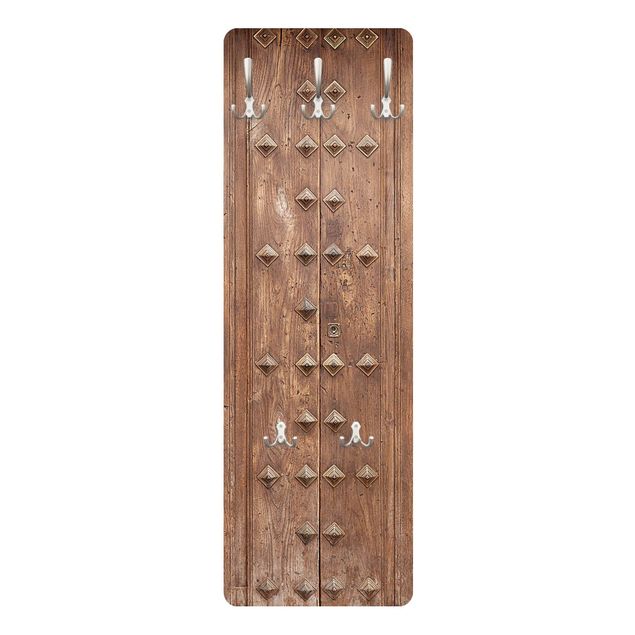 Wandkapstokken houten paneel Rustic Spanish Wooden Door