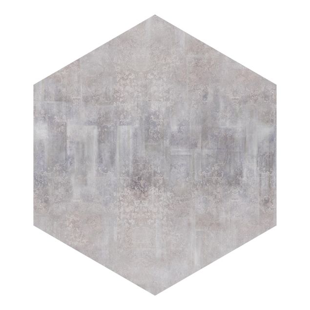 Hexagon Behang - Rustic Concrete Pattern Grey