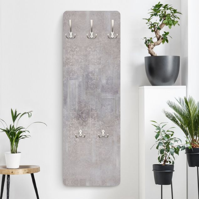 Wandkapstokken houten paneel - Rustic Concrete Pattern Grey