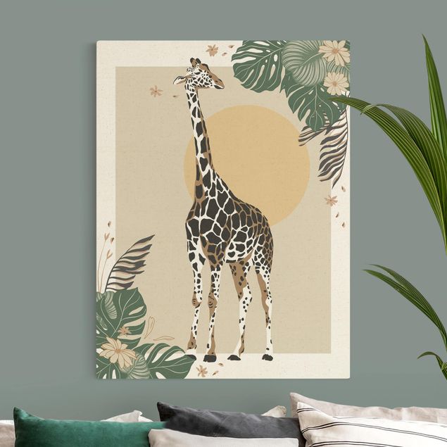 Canvas schilderijen - Goud Safari Animals - Giraffe