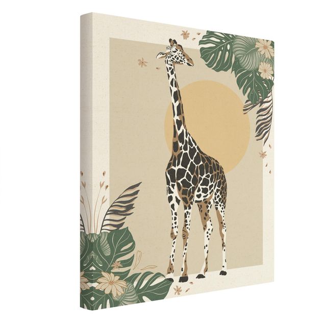 Canvas schilderijen - Goud Safari Animals - Giraffe