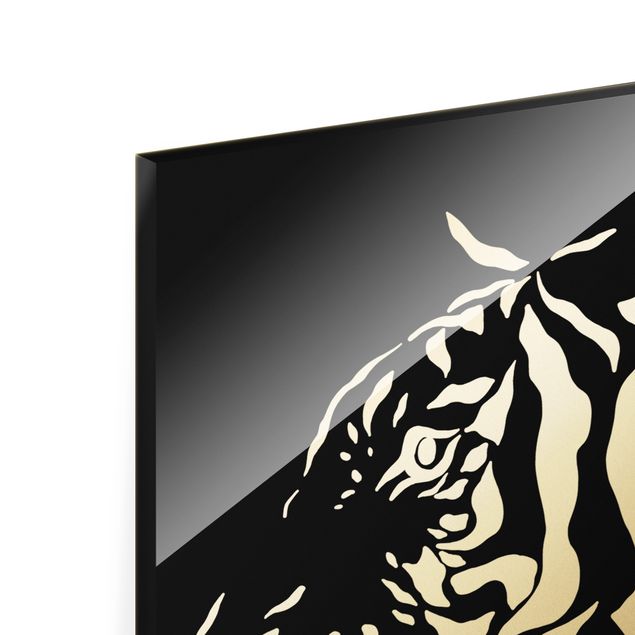 Glasschilderijen Safari Animals - Portrait Tiger Black