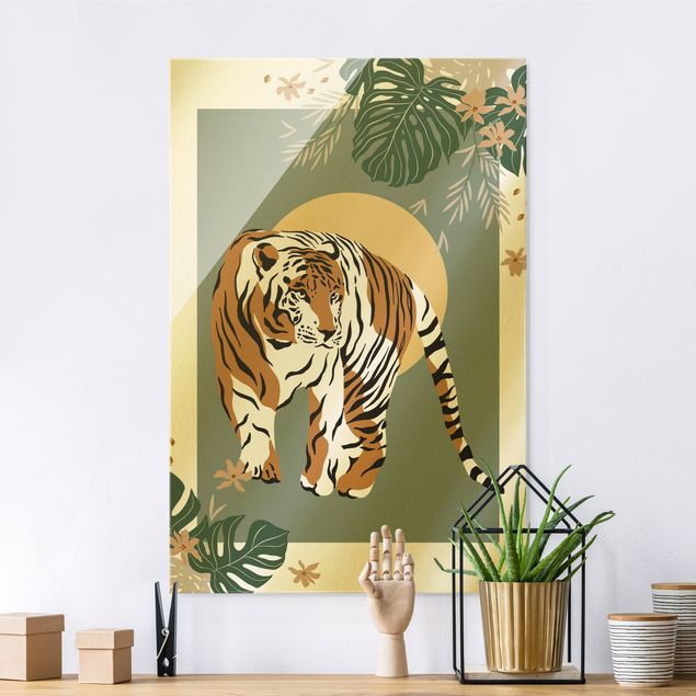 Glas Magnettafel Safari Animals - Tiger