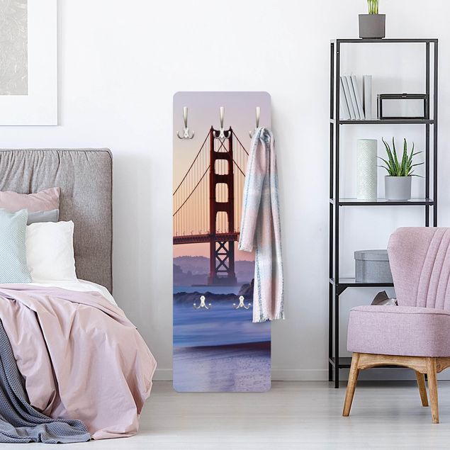 Wandkapstokken houten paneel San Francisco Romance