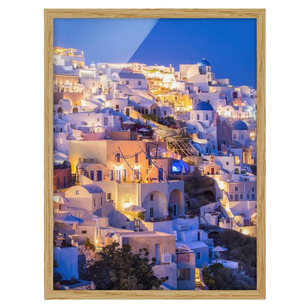 Ingelijste posters Santorini At Night