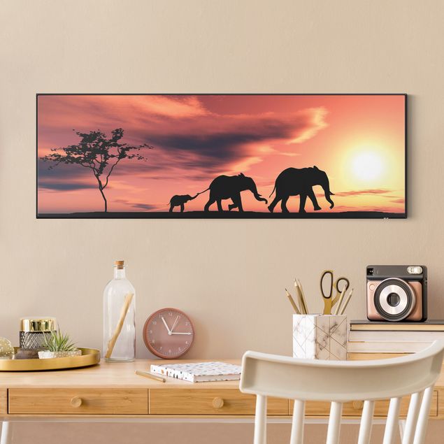 Verwisselbaar schilderij - Savannah Elephant Family