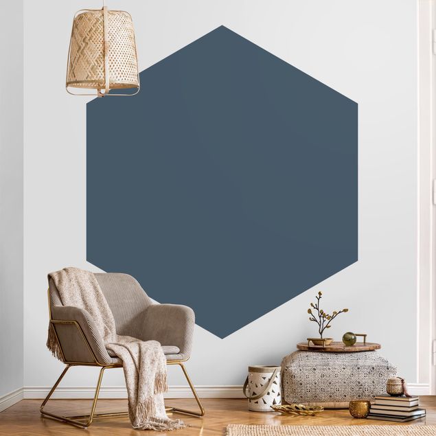 Hexagon Behang Slate Blue