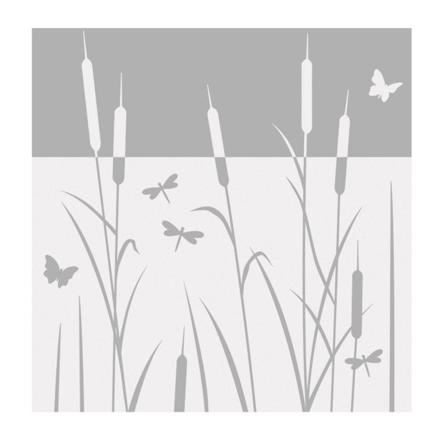 Window film - Riet met libellen en vlinders grenzen