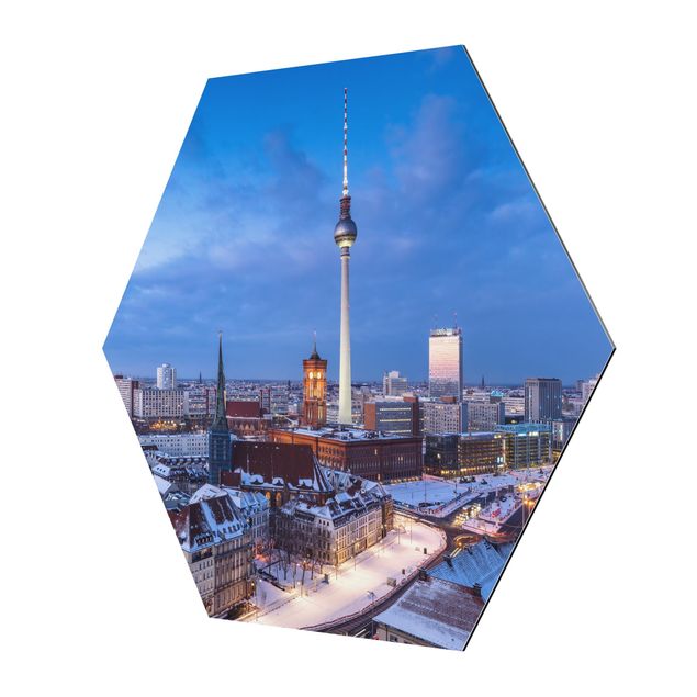 Hexagons Aluminium Dibond schilderijen Snow In Berlin