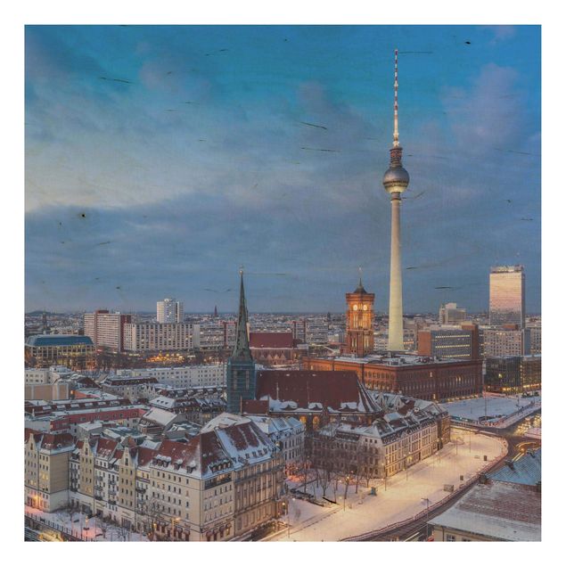 Houten schilderijen Snow In Berlin