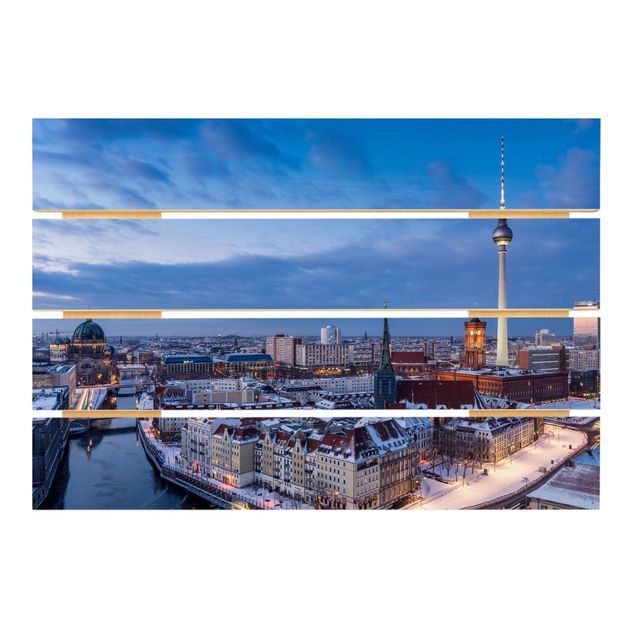 Houten schilderijen op plank Snow In Berlin