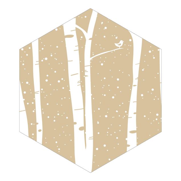 Hexagon Behang Snowconcert Between Birches