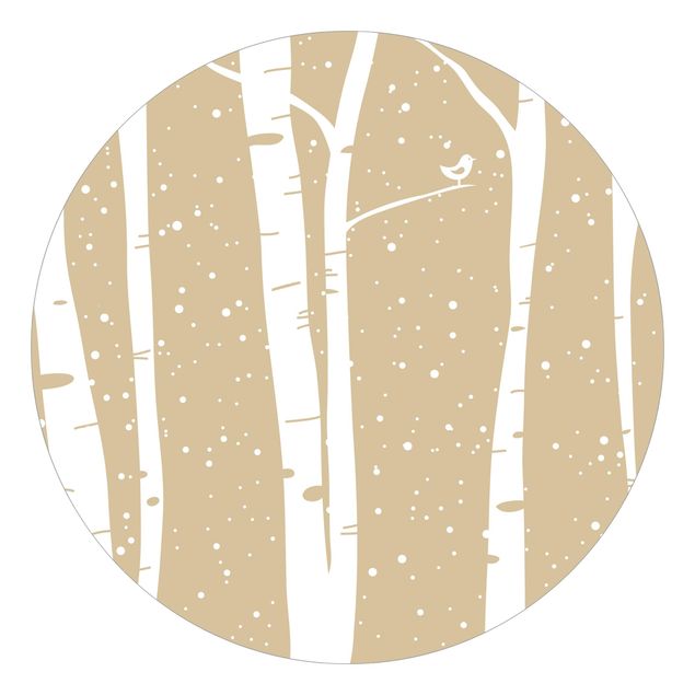 Behangcirkel Snowconcert Between Birches