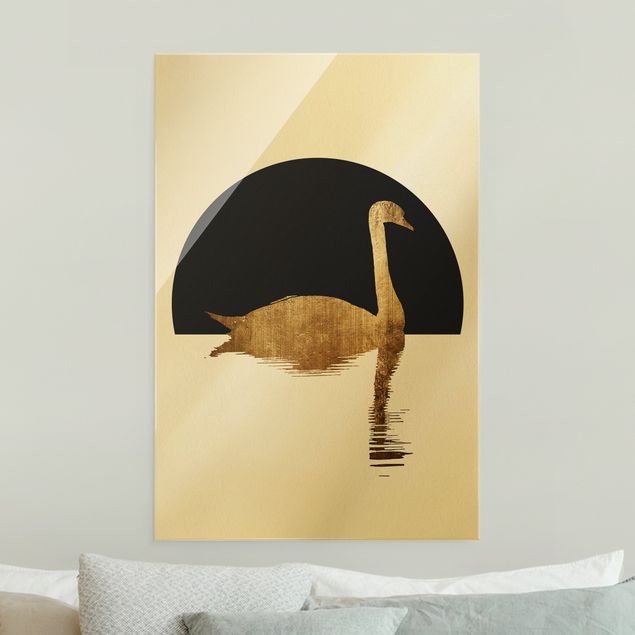 Glasschilderijen Swan Gold