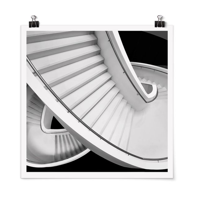 Posters Black And White Architecture Of Stairs