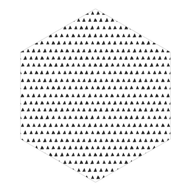 Hexagon Behang Black Ink Triangles