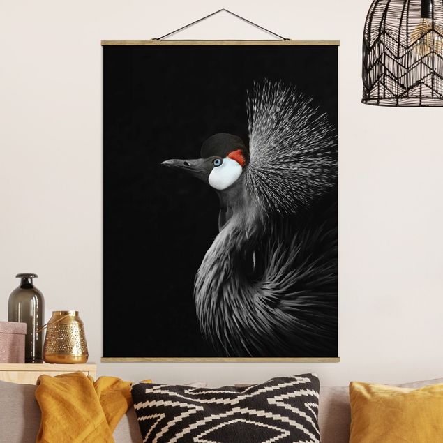 Stoffen schilderij met posterlijst Black Crowned Crane