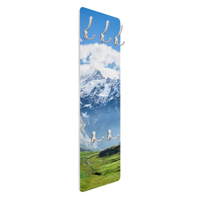 Wandkapstokken houten paneel Swiss Alpine Panorama