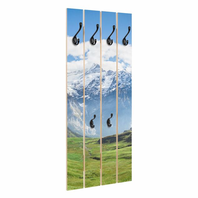 Wandkapstokken houten pallet Swiss Alpine Panorama
