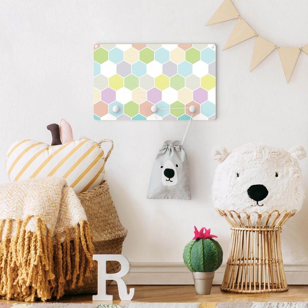 Wandkapstokken voor kinderen Hexagon Pastel