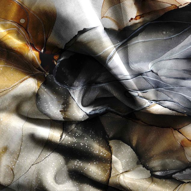 Verduisterende gordijnen Silk Fabric In Black And Orange