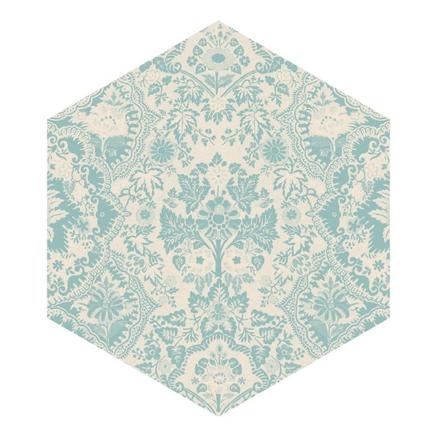 Hexagon Behang Shabby Baroque Wallpaper In Azure