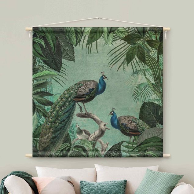 Wandkleed xxl Shabby Chic Collage - Noble Peacock