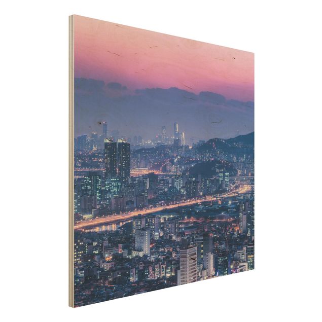 Houten schilderijen Skyline Of Seoul