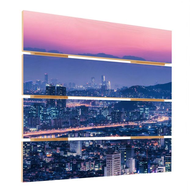Houten schilderijen op plank Skyline Of Seoul