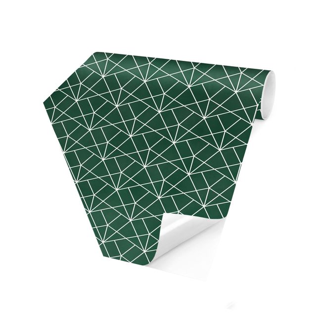 Hexagon Behang Emerald Art Deco Line Pattern