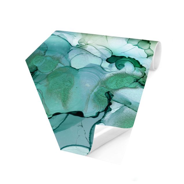 Hexagon Behang Emerald-Coloured Storm II