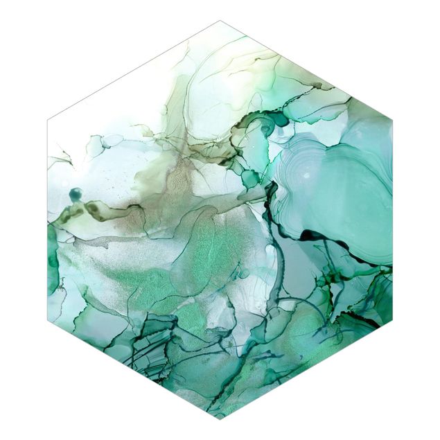 Hexagon Behang Emerald-Coloured Storm