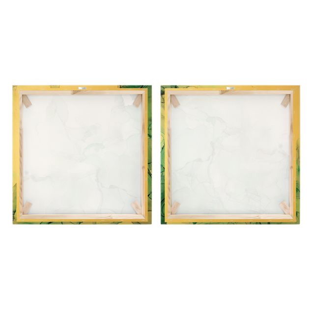 Canvas schilderijen - 2-delig  Emerald Green Storm Set