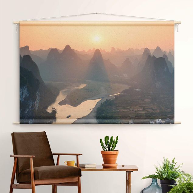 wandkleed modern Sunrise In Mountainous Landscape