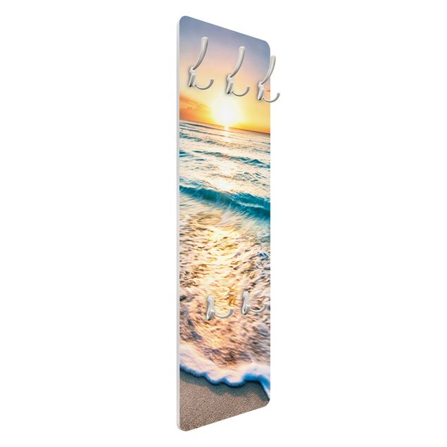 Wandkapstokken houten paneel Sunset At The Beach