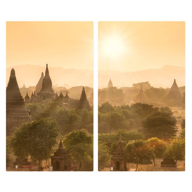 Kookplaat afdekplaten Sun Setting Over Bagan