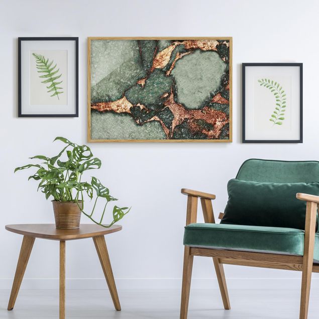 Ingelijste posters Play Of Colours Fern-Green and Gold