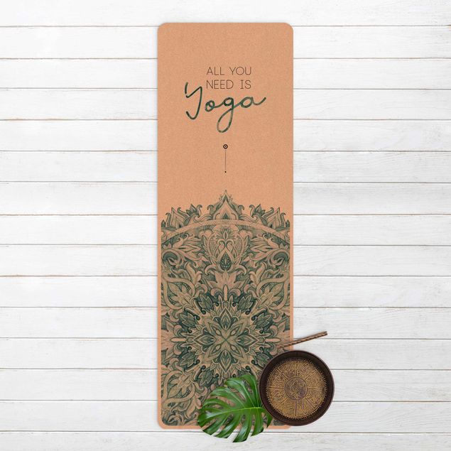 tapijt modern Text All You Need Is Yoga Blue