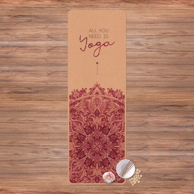 Vloerkleed modern Text All You Need Is Yoga Red