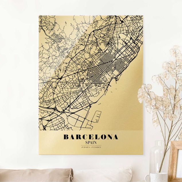 Magnettafel Glas Barcelona City Map - Classic