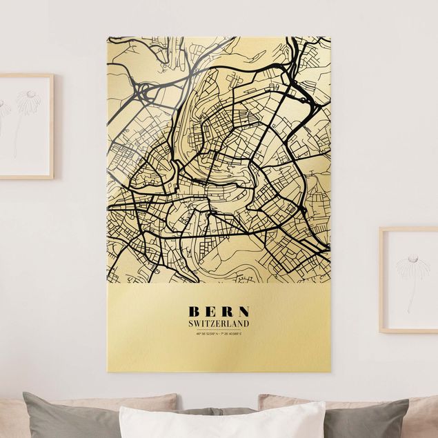 Glas Magnettafel Bern City Map - Classic