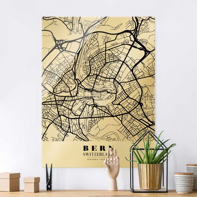 Glas Magnettafel Bern City Map - Classical